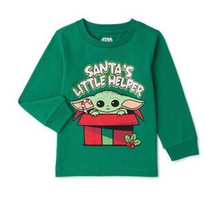 NWT Star Wars Baby Yoda Christmas Green Long Sleeve Shirt 12 months Holiday